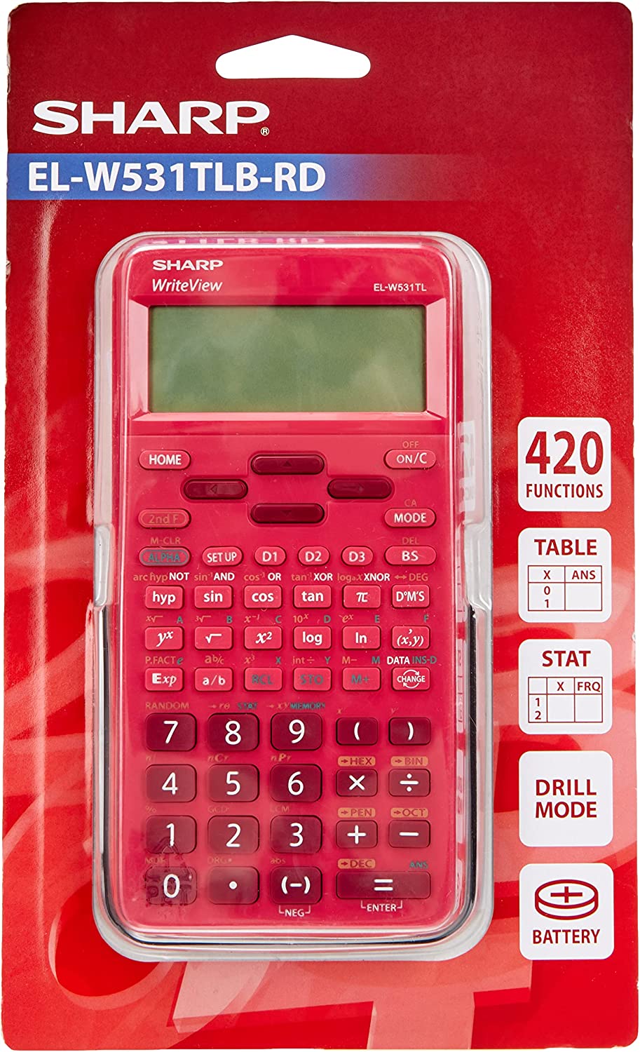 SHARP CALCULATOR ELW531T RED (67585)